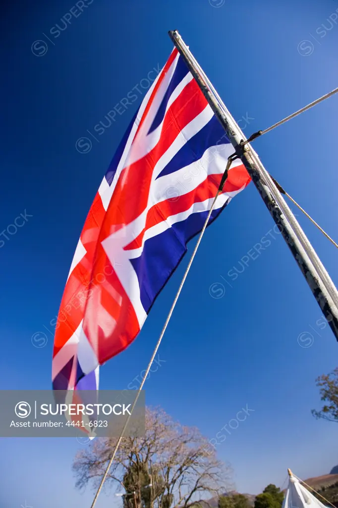 British flag flying at the re-enactment of the Battle of Talana. Dundee. KwaZulu Natal. South Africa