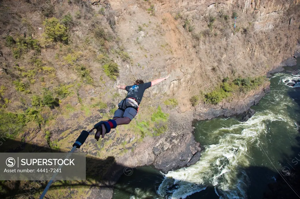 Bungee or Bungi Jumping. Victoria Falls. Zimbabwe