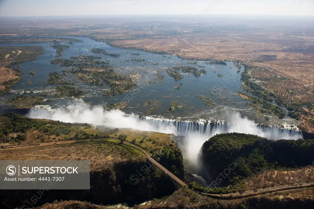 Aerial view of Victoria Falls. Zimbabwe