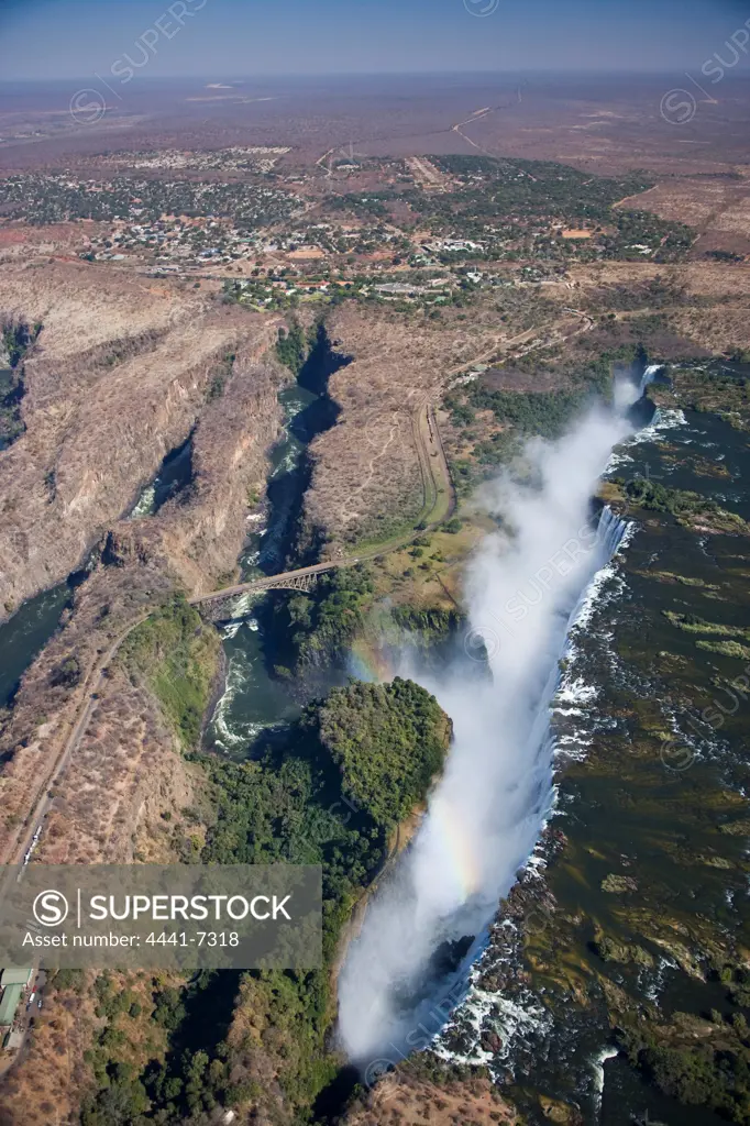 Aerial view of Victoria Falls. Zimbabwe