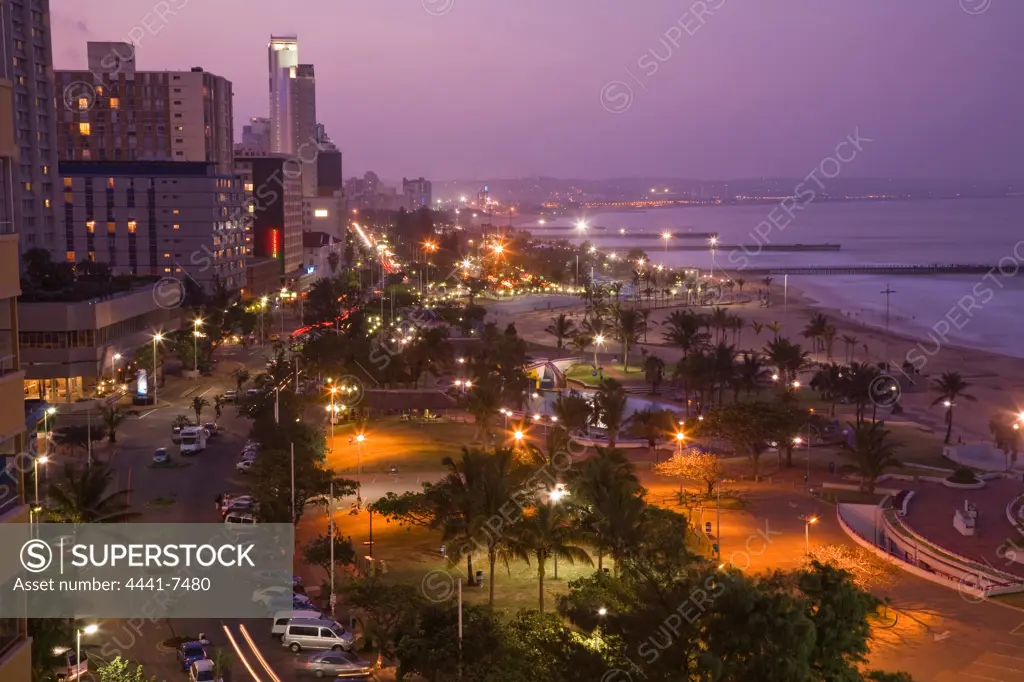 Evening view of Golden Mile. Durban. KwaZulu Natal. South Africa