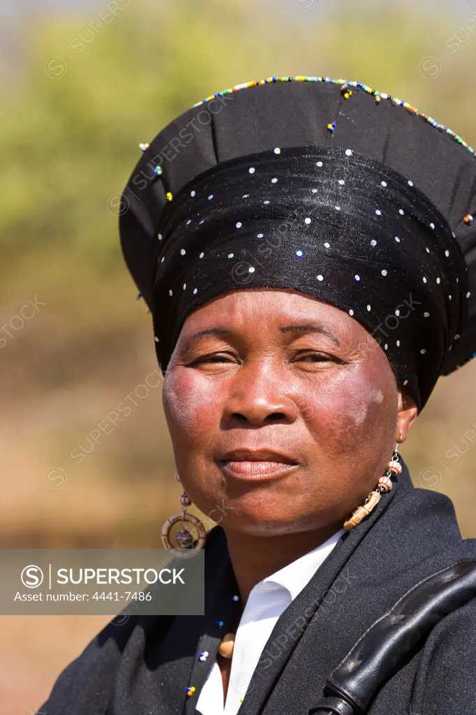 Portrait of a Zulu woman at the Zulu Reed Dance. eNyokeni Royal Palace. Nongoma. KwaZulu Natal. South Africa