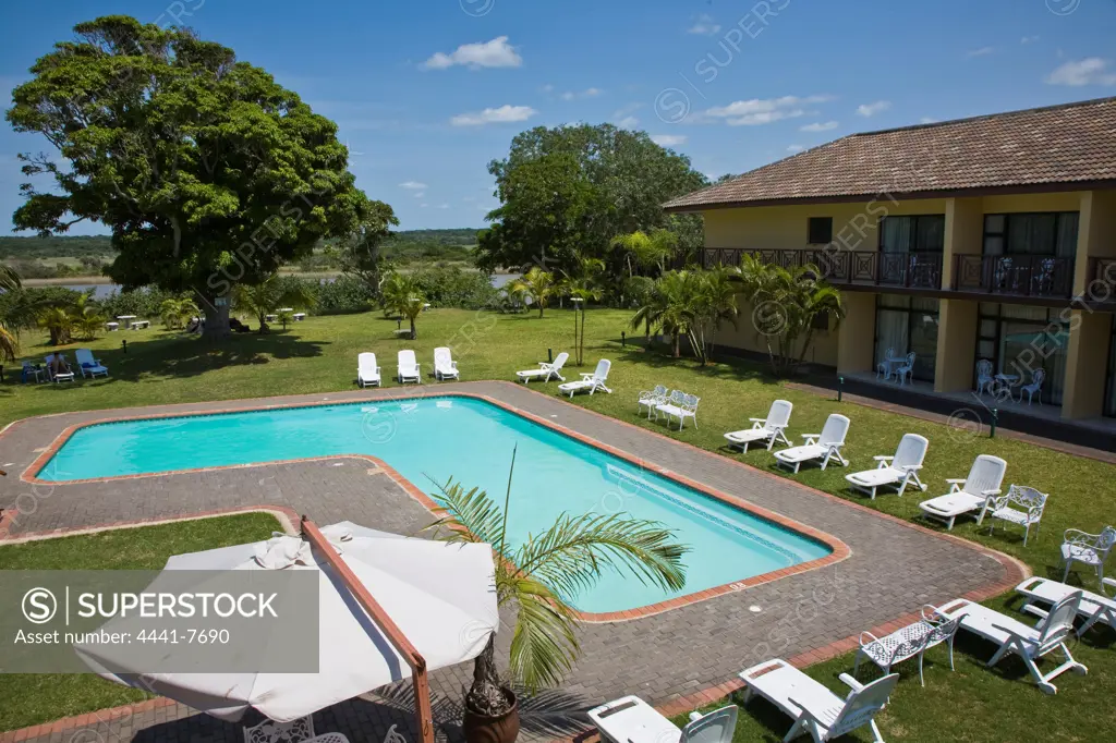 Swimming pool at hotel on shores of river, Kwazulu Natal South Africa