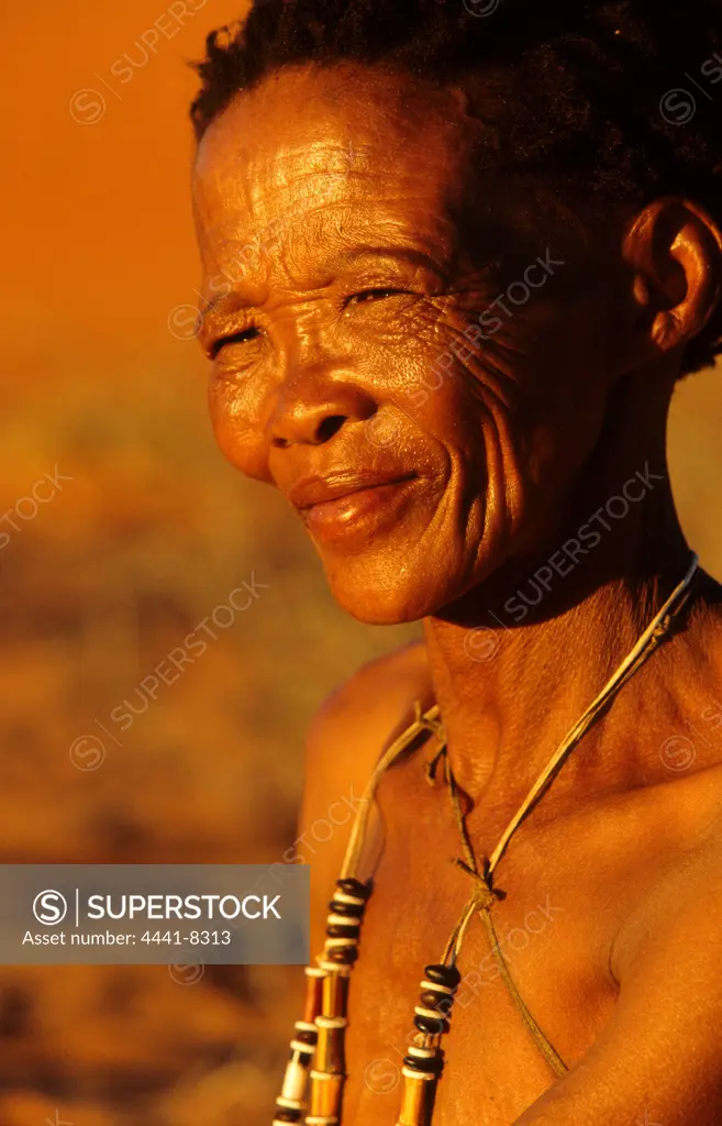 San (Bushman) woman. Northern Cape. South Africa.