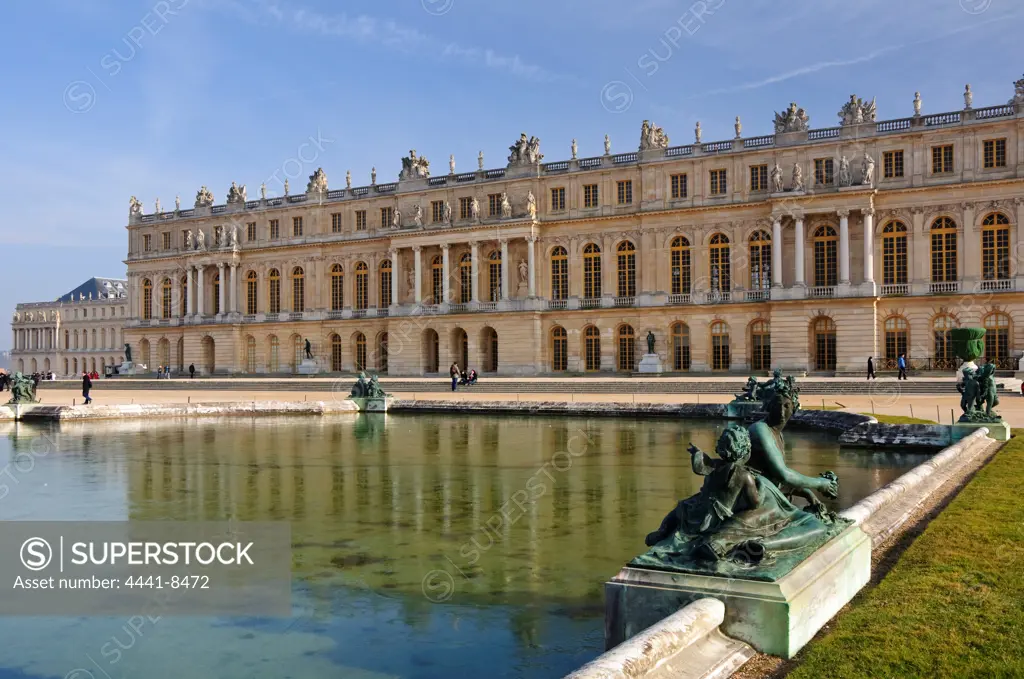 The palace of Versailles, located in the western suburbs of Paris. France