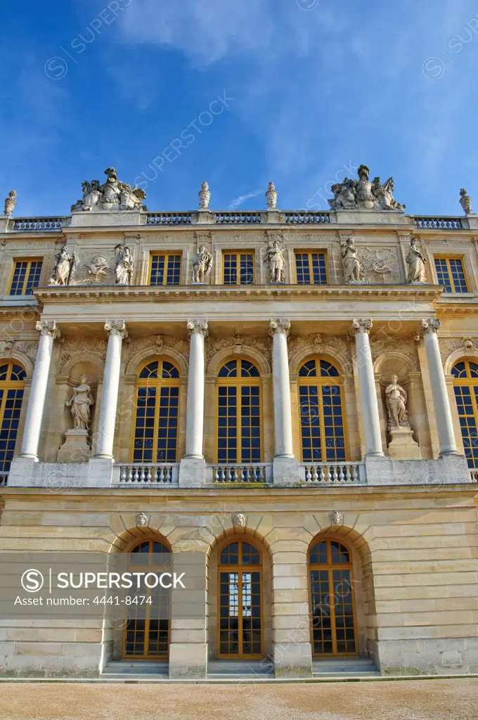 The palace of Versailles, located in the western suburbs of Paris. France