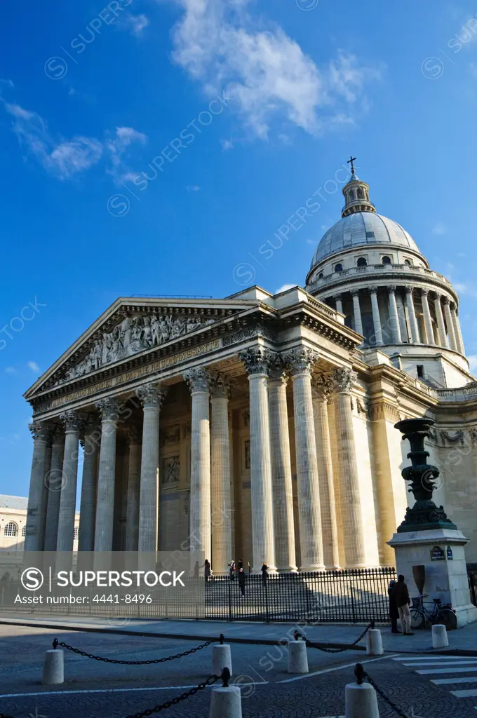 The PanthŽon is a neo-Classical church in the Latin Quarter of Paris. It was originally an abbey dedicated to St. Genevieve (the patron saint of Paris), but now functions primarily as a burial place for famous French heroes. Paris. France