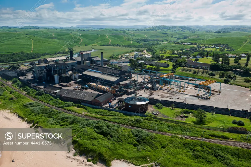 Aerial view of the sugar mill at Sezela. KwaZulu Natal South Coast. South Africa