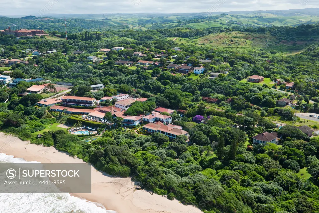 Aerial view of Pumula Beach Hotel at Muzumbe. KwaZulu Natal South Coast. South Africa