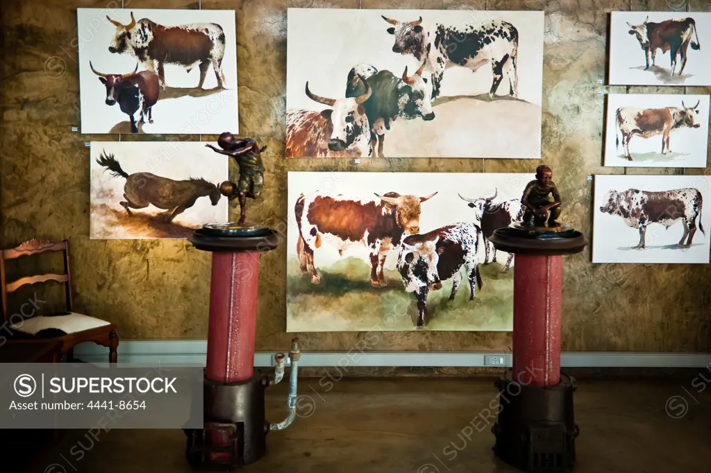 Nguni Cattle art at Blueberry Hill Restaurant. Nottingham Road. KwaZulu Natal Midlands. South Africa