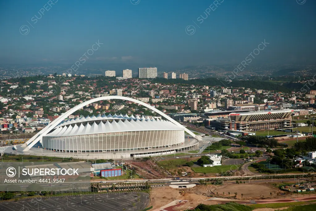Aerial view of The Moses Mabhida Stadium. Durban. KwaZulu Natal. South Africa.
