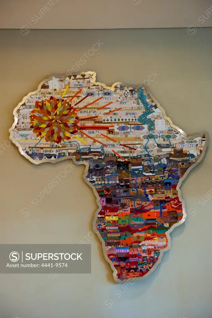 Map of Africa in the Moses Mabhida Stadium VIP Centre. Durban. KwaZulu Natal. South Africa.