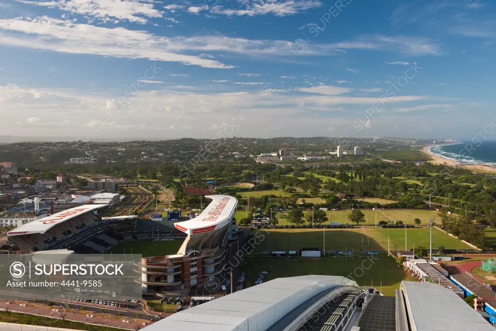 View from the top of the Arch at The Moses Mabhida Stadium. Durban. KwaZulu Natal. South Africa.