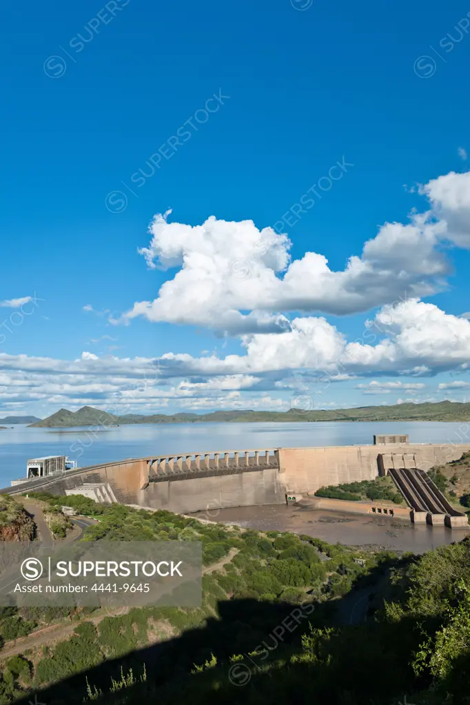 Forever Resorts Gariep holiday resort on the Gariep Dam (previously the Hendrick Verwoerd Dam). Free State. South Africa. The Gariep Dam forms the largest storage reservoir on South Africa