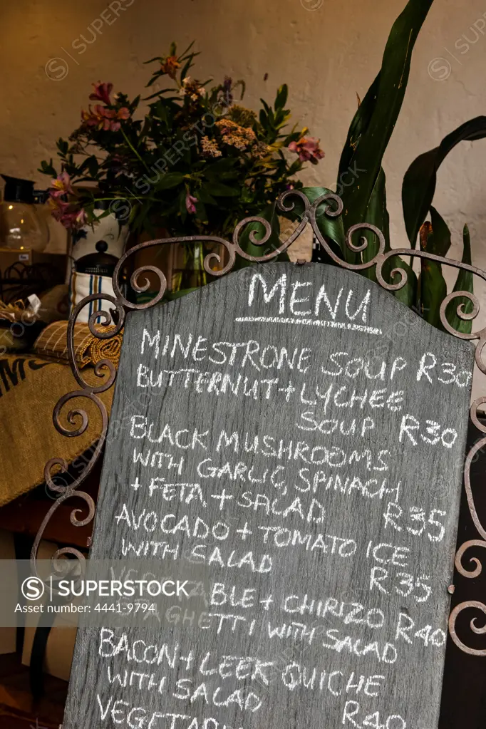 Menu at Terbodore Coffee Roasters. The Coach House B&B. Currys (Curry's) Post. KwaZulu Natal Midlands. South Africa