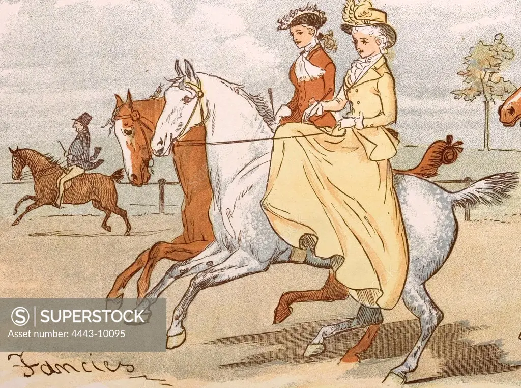 TWO LADIES OUT HORSERIDING