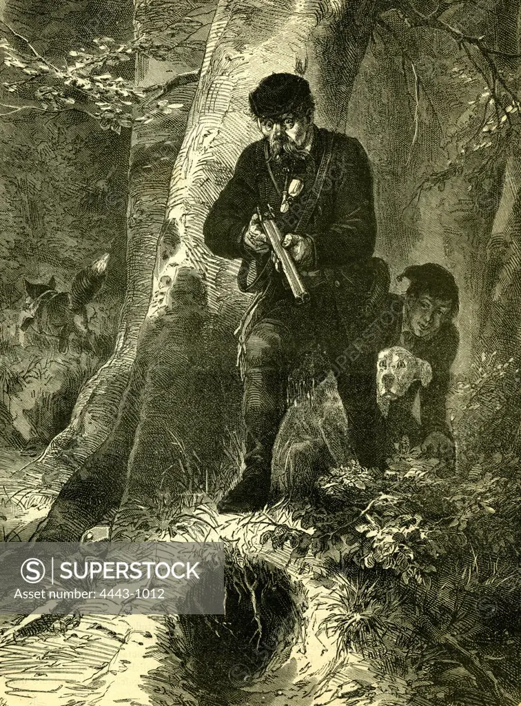 Fox hunting, 1891, Austria
