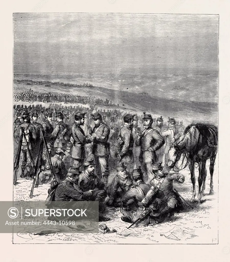 THE VOLUNTEER REVIEW AT BRIGHTON, 'STAND EASY', 1870