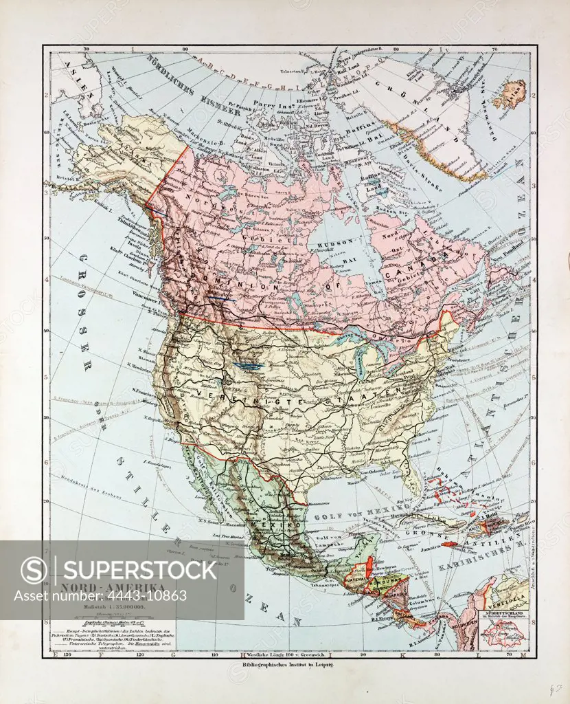 MAP OF NORTH AMERICA, 1899