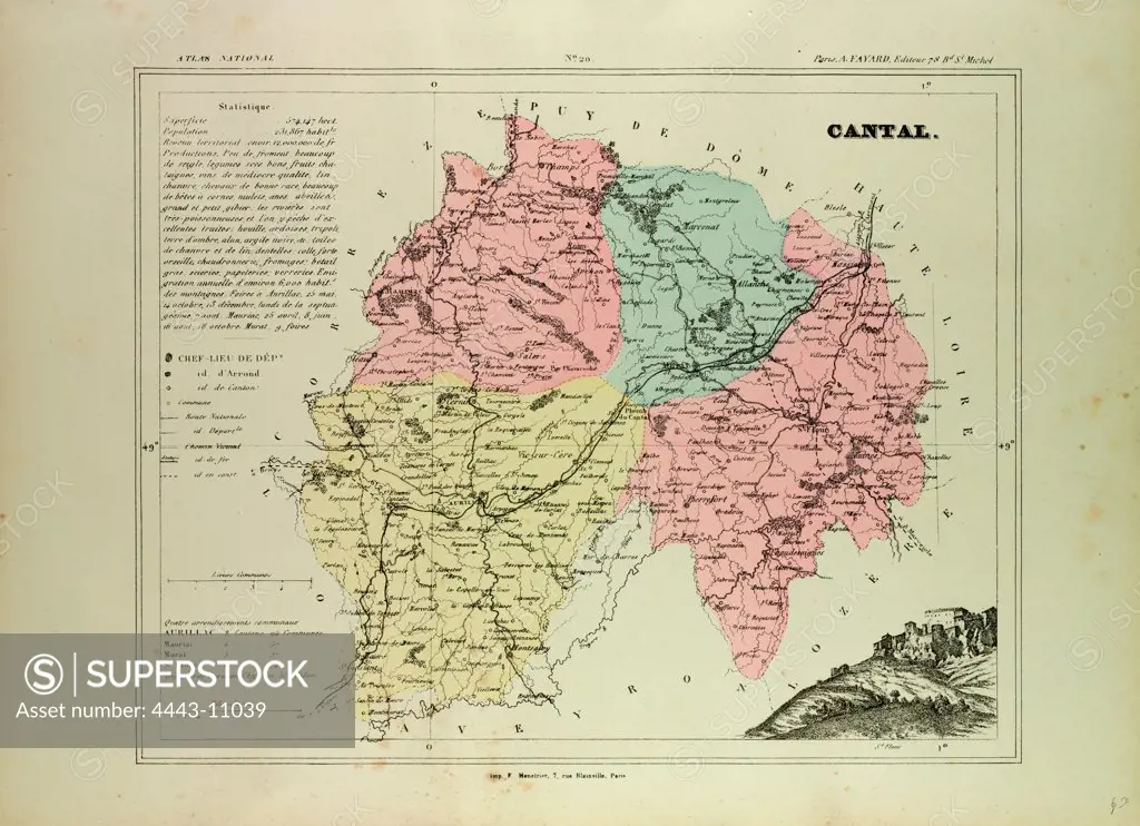 MAP OF CANTAL, FRANCE