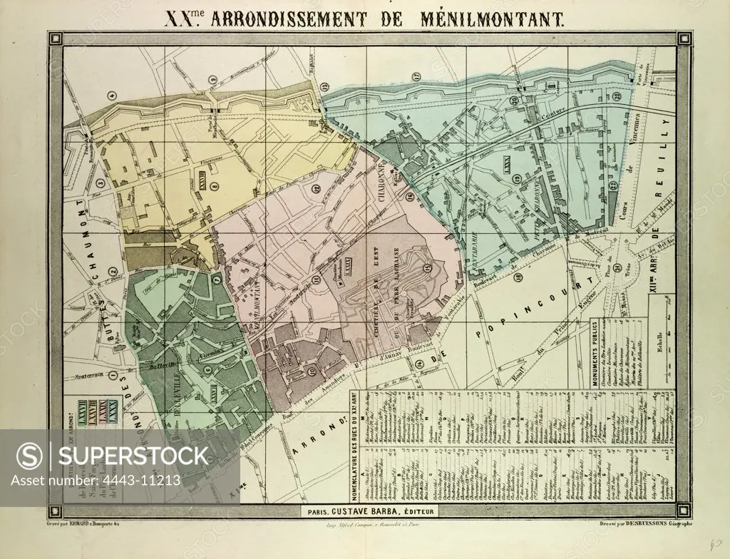 MAP OF 20TH ARRONDISSEMENT DE M_NILMONTANT, PARIS, FRANCE