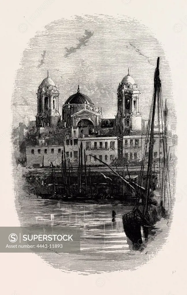 Cathedral of Cadiz, from the Harbour, Spain