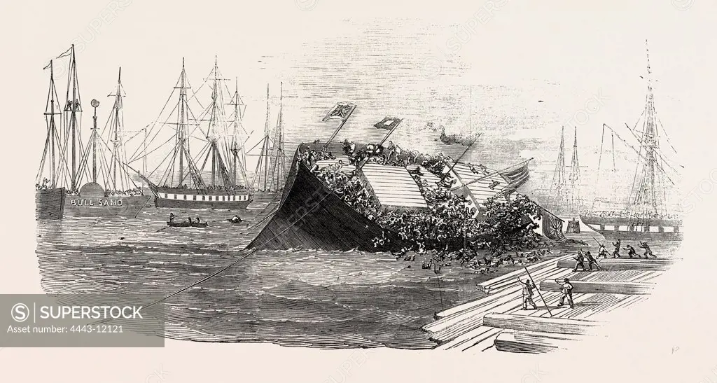 CATASTROPHE AT A SHIP-LAUNCH, AT HULL, 1854