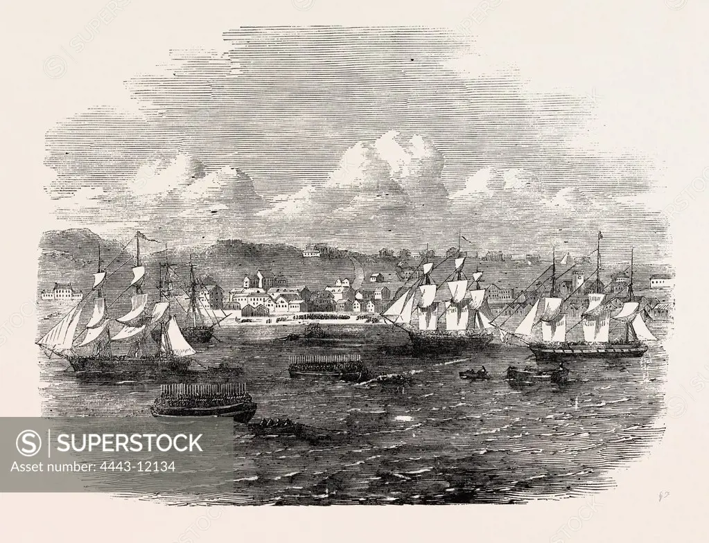 EMBARKATION OF THE 13TH, OR PRINCE ALBERT'S LIGHT INFANTRY, AT PORT ELIZABETH, ALGOA BAY