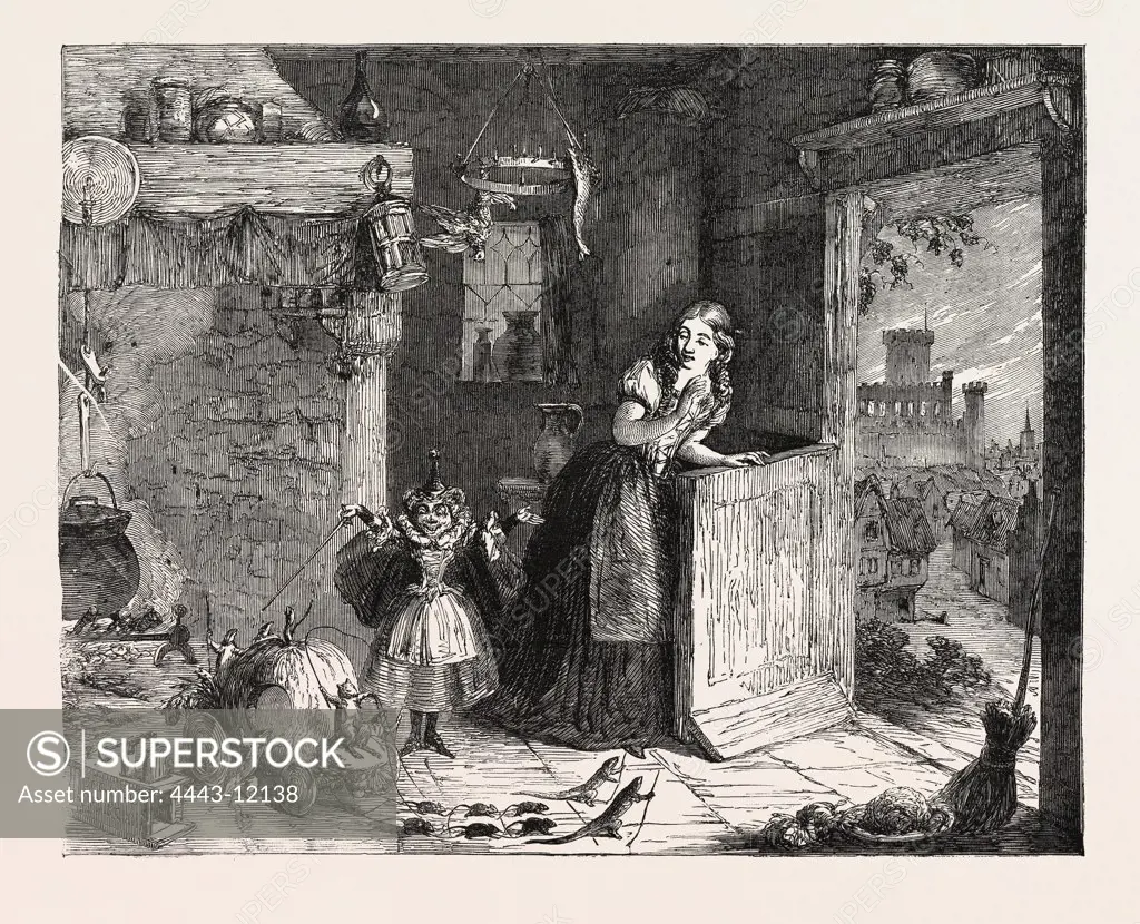 CINDERELLA PAINTED BY GEORGE CRUIKSHANK, FROM THE EXHIBITION OF THE ROYAL ACADEMY, 1854