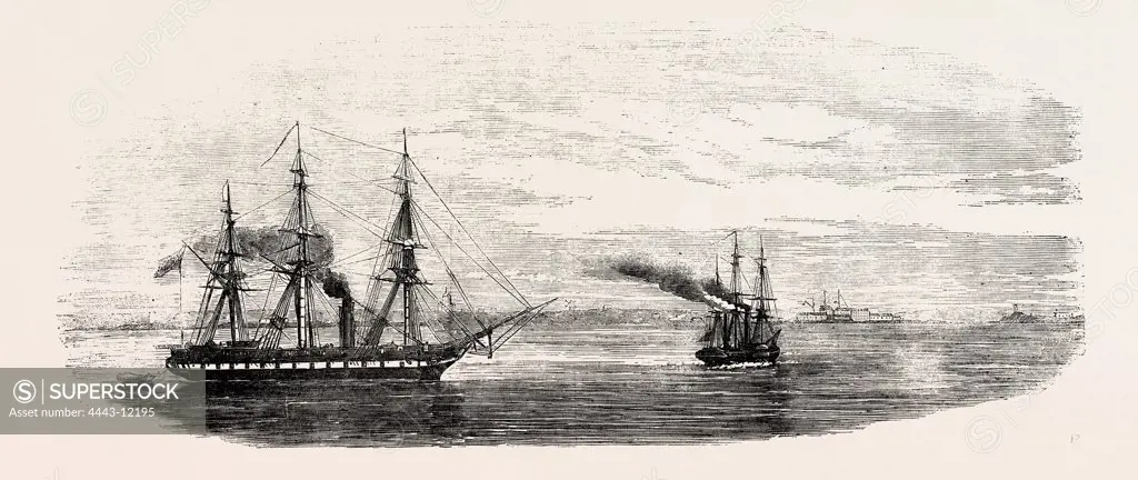 STEAMSHIPS RECONNOITRING AT SVEABORG, IN THE GULF OF FINLAND, 1854