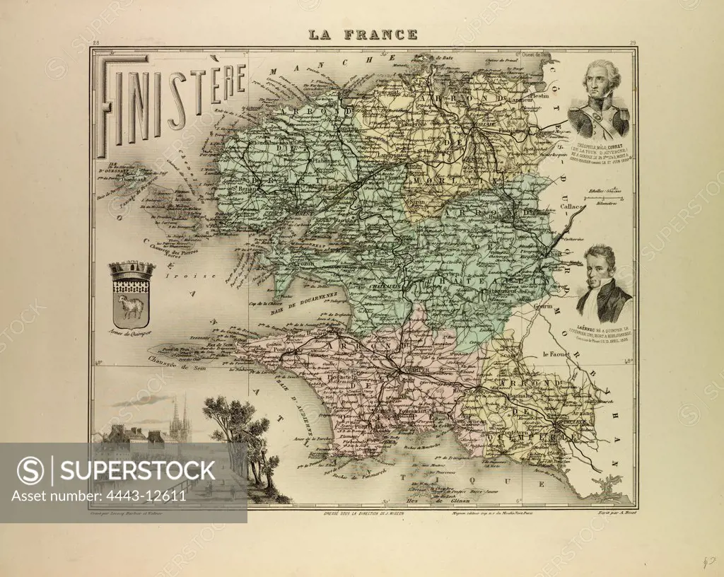 MAP OF FINIST_RE, 1896, FRANCE