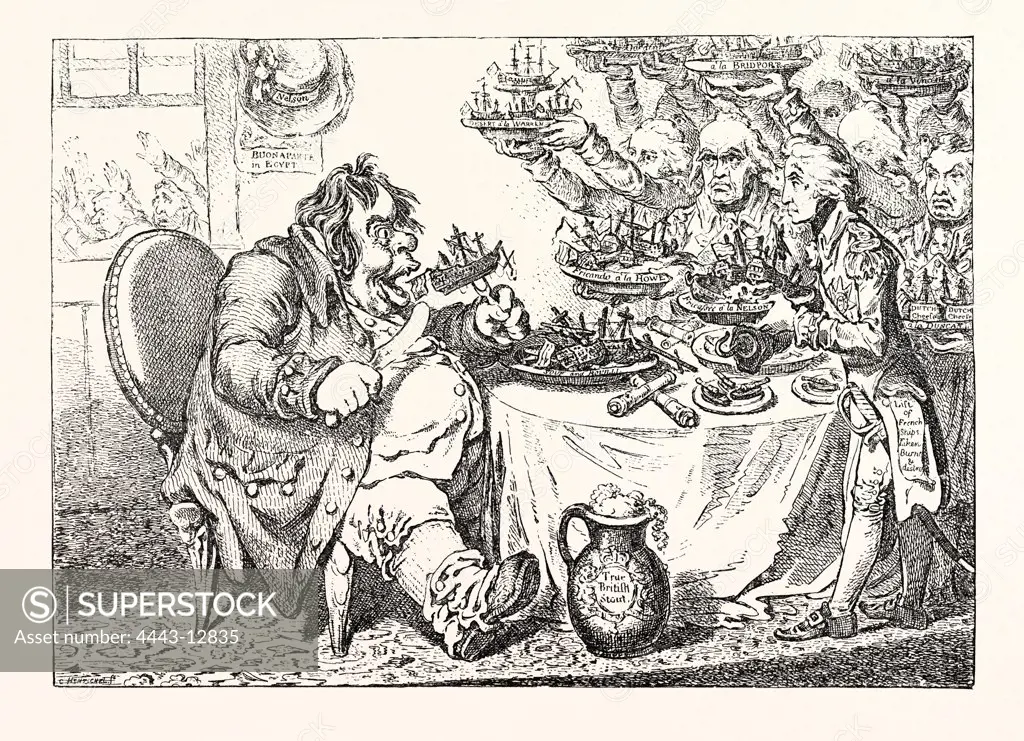 JOHN BULL, TAKING A LUNCHEON, OR BRITISH COOKS CRAMMING OLD GRUMBLE GIZZARD WITH BONNE-CH_RE