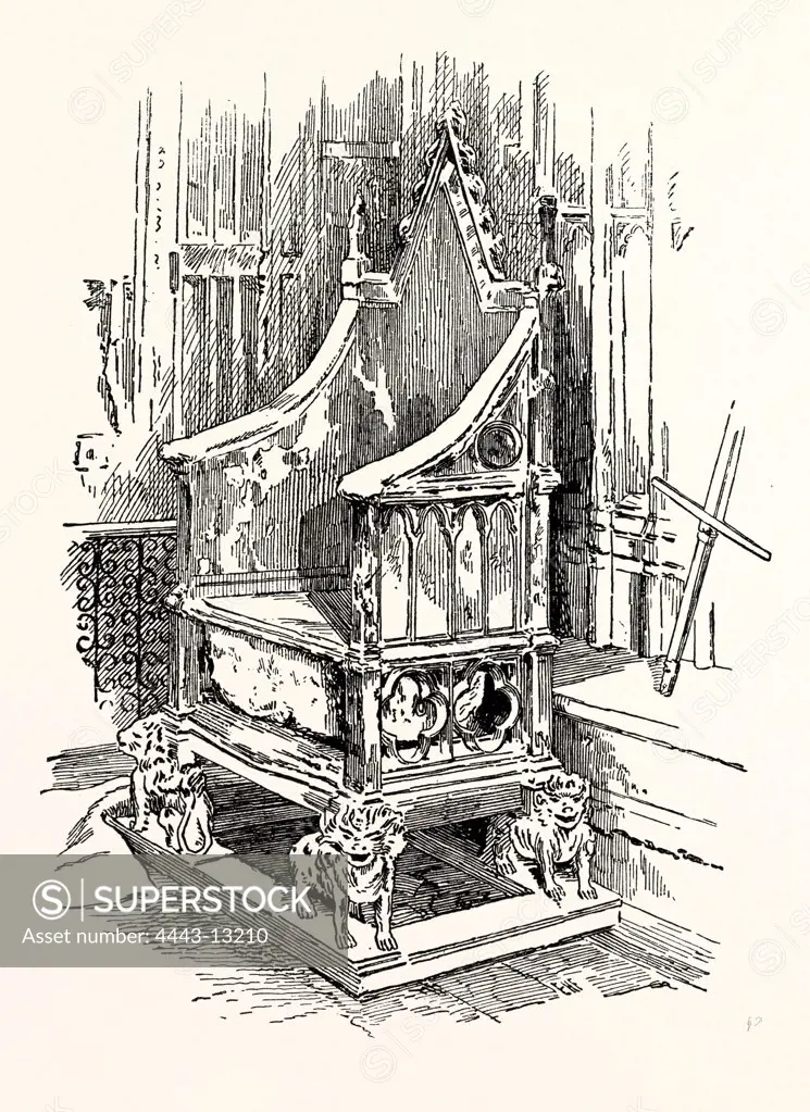 THE CORONATION CHAIR AND 'STONE OF DESTINY,' WESTMINSTER ABBEY