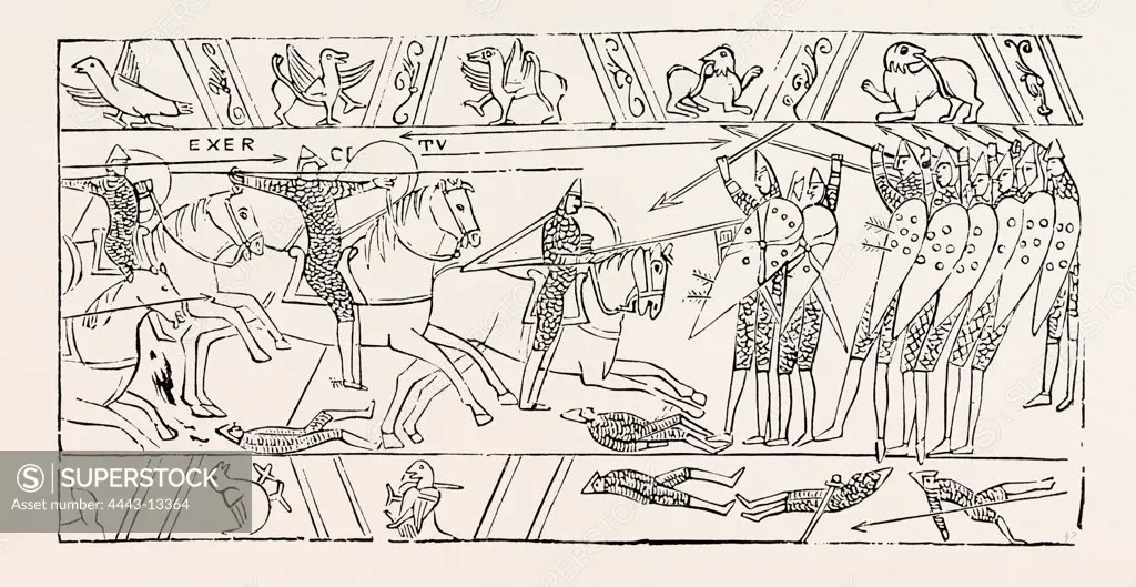 THE WARRIORS OF HASTINGS, FROM THE BAYEUX TAPESTRY.