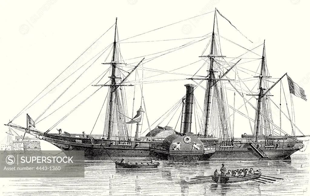 The 'Sphinx', the first steam warship from the French navy, built in 1830
