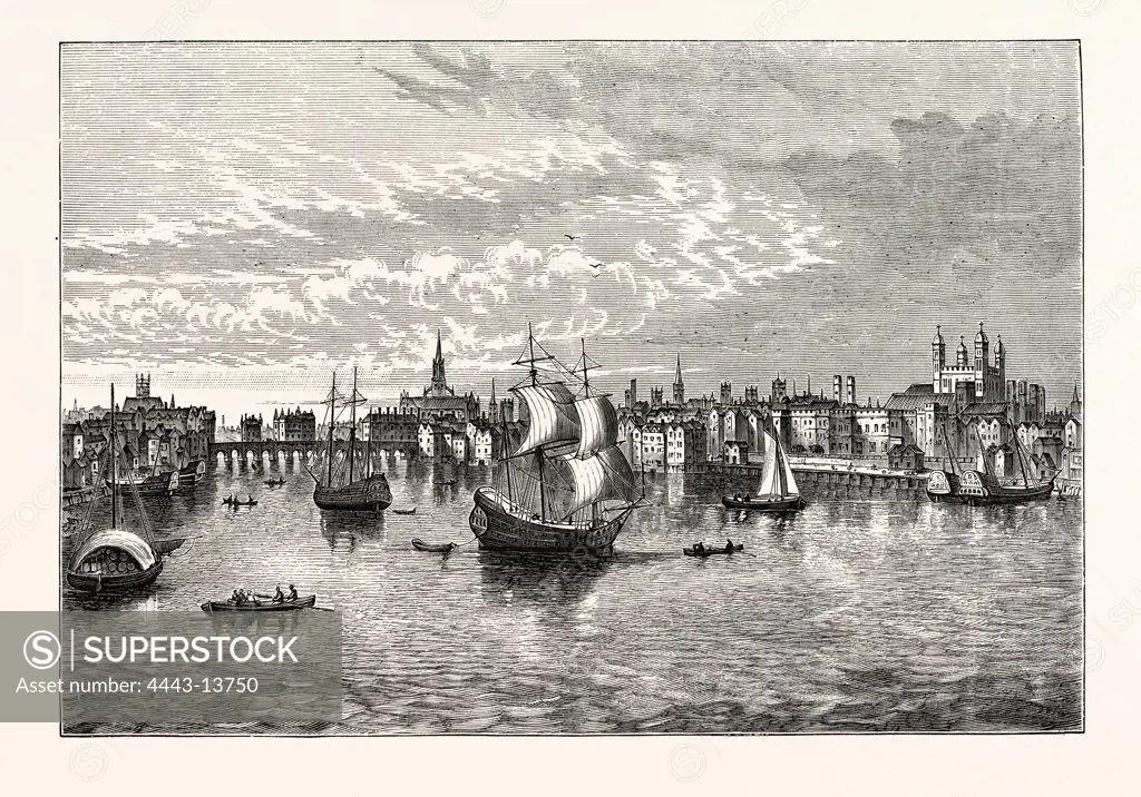SOUTH-EAST VIEW OF LONDON IN 1550.