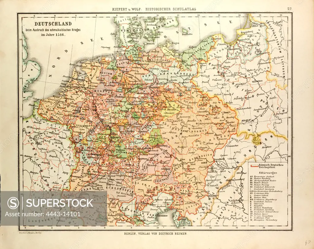 MAP OF GERMANY IN 1546