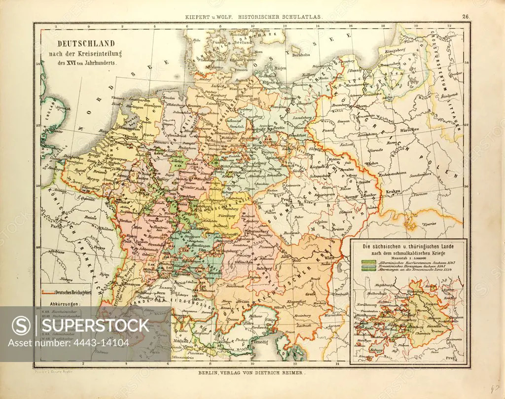 MAP OF GERMANY IN THE 16TH CENTURY