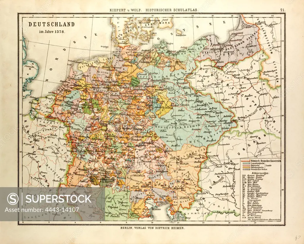 MAP OF GERMANY IN 1378