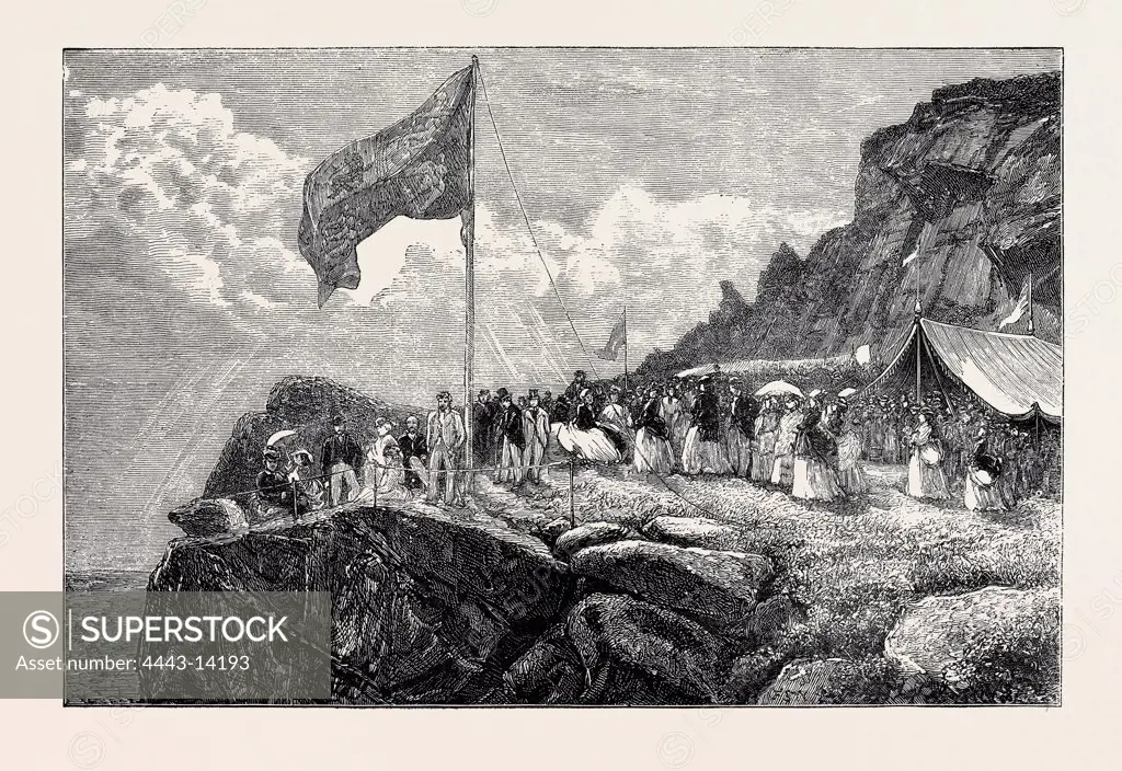 H.R.H. THE PRINCESS MARY OF CAMBRIDGE VISITING THE ROACHES, SWYTHAMLEY, STAFFORDSHIRE, 1872 engraving