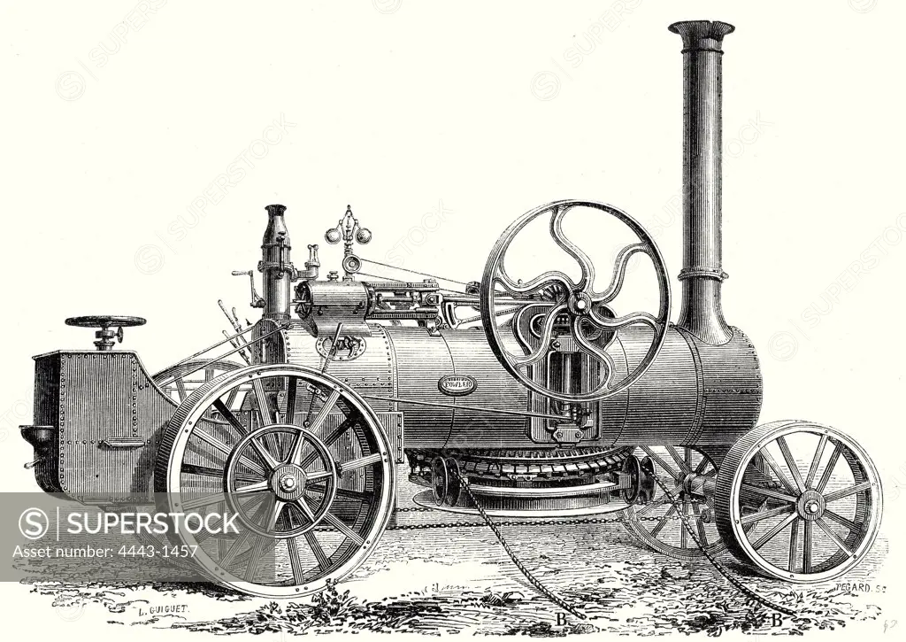 Fowler's traction engine for steam ploughing