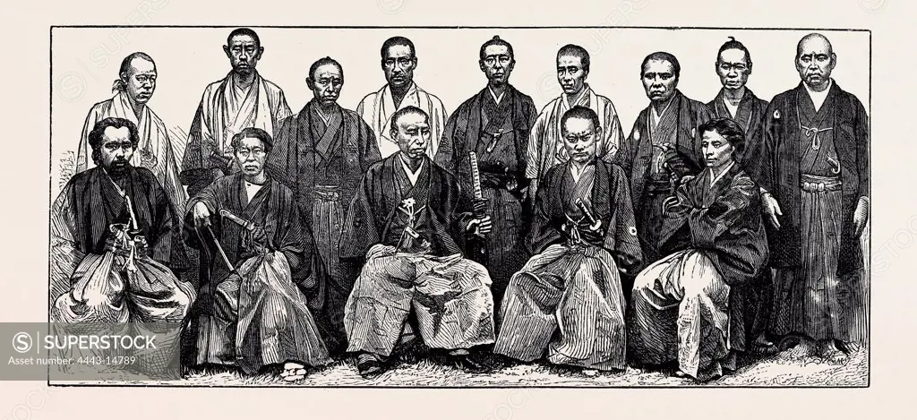 THE JAPANESE EMBASSY TO PEKIN, PRINCE DAT AND SUITE; FROM LEFT TO RIGHT, FIRST ROW