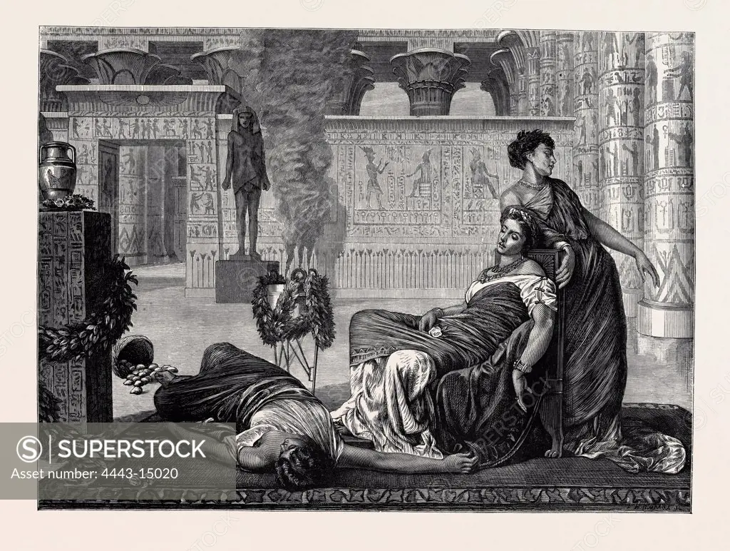 THE DEATH OF CLEOPATRA, 1872 engraving