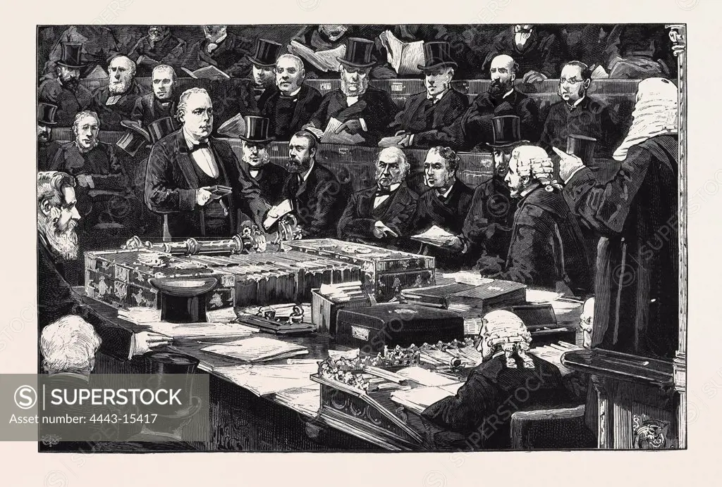 MR. BRADLAUGH TAKING THE OATH IN THE HOUSE OF COMMONS