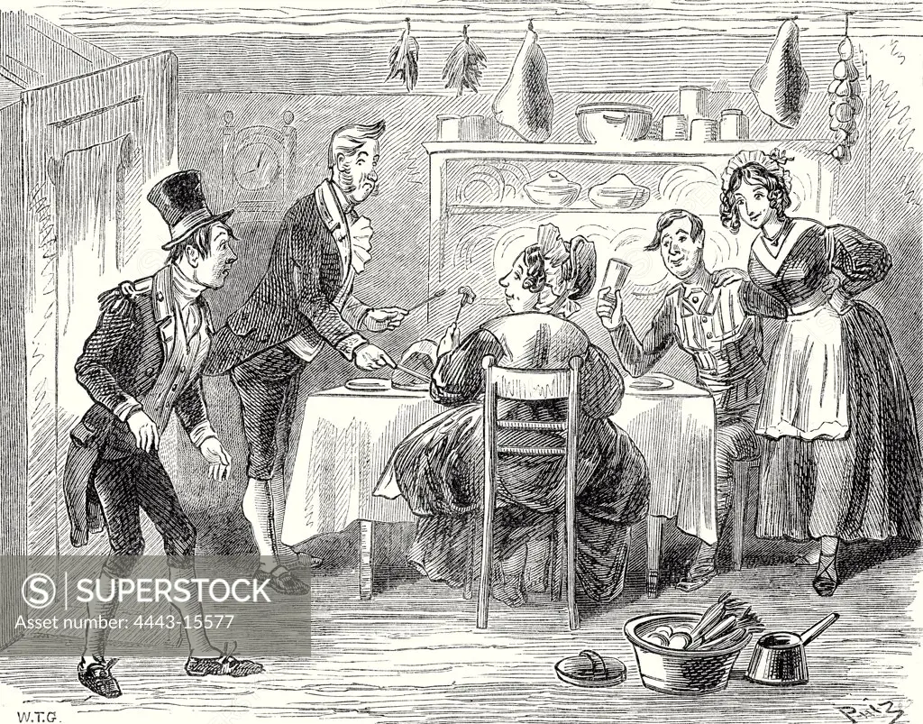 Pickwick Papers, 'The kitchen door opened, and in walked Mr. Job Trotter'