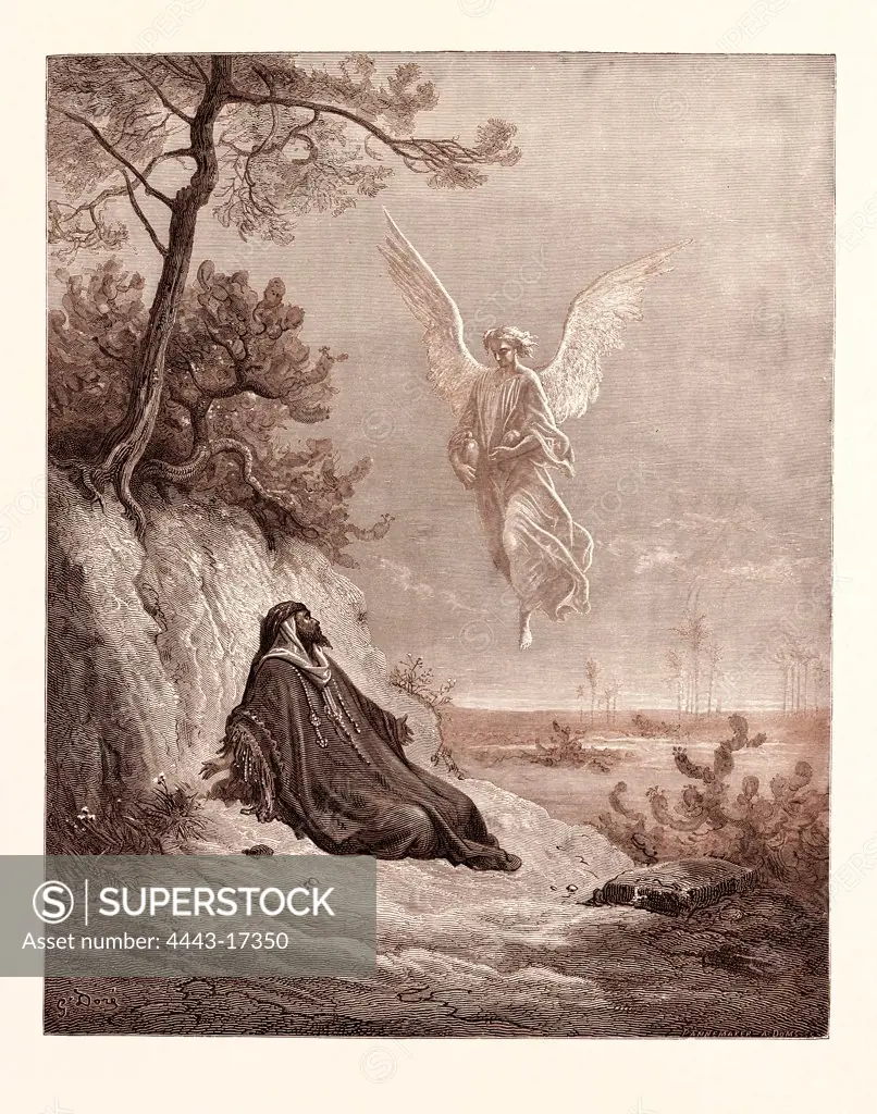 ELIJAH NOURISHED BY AN ANGEL, BY GUSTAVE DOR. Dore, 1832 - 1883, French. (1 Kings 19