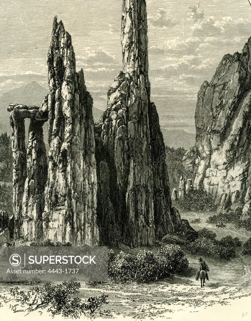 The Cathedral Spires in the garden of the Gods., USA, 1891