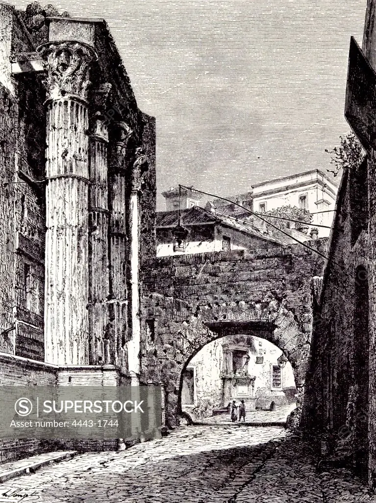 Rome Italy 1875, TEMPLE OF NERVA,  PANTANI POSTERN