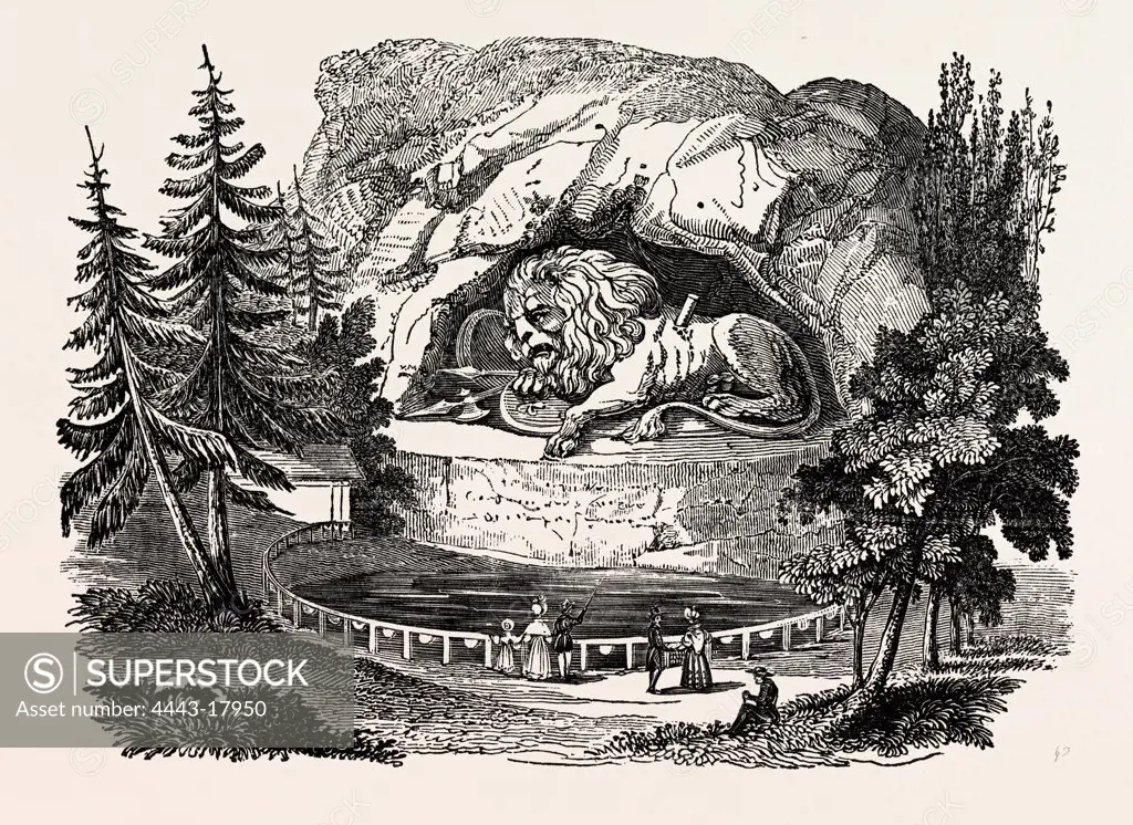 THE LION OF THORWALDSEN. Bertel Thorvaldsen, ca. 1770  1844, was a Danish sculptor