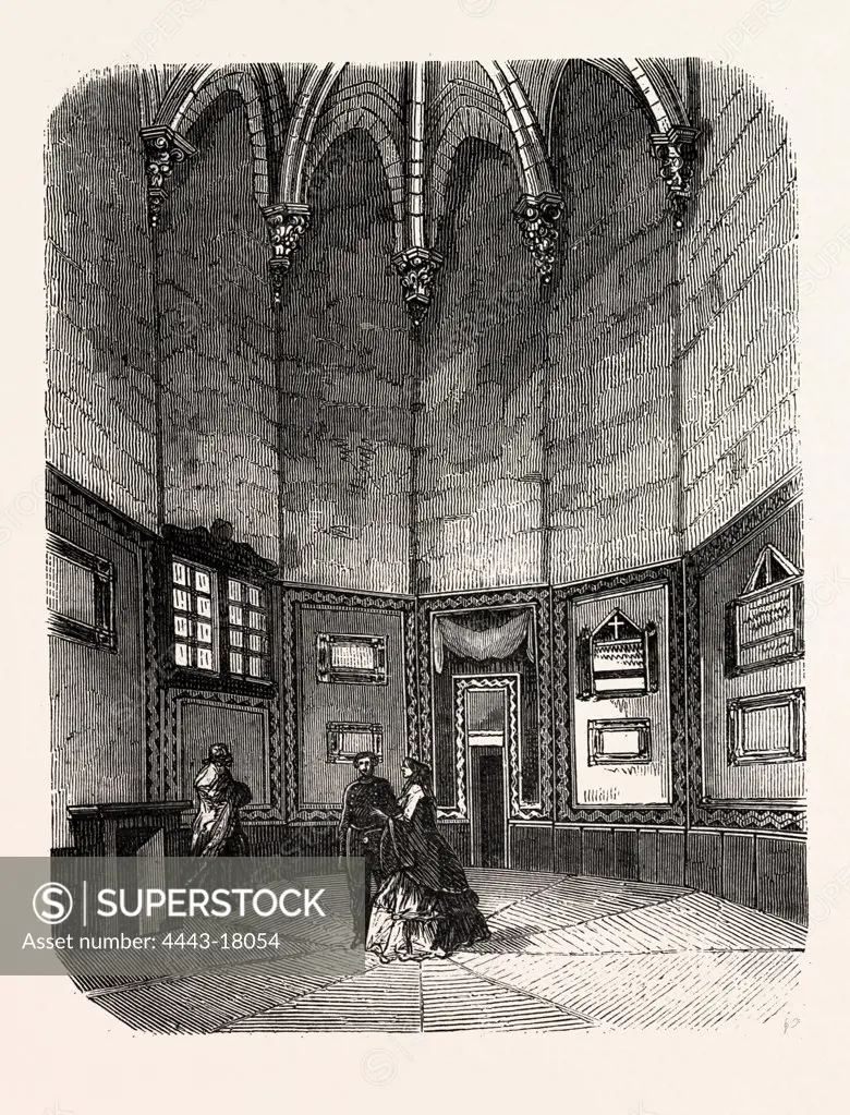 Dungeon of Vincennes, cell of Mirabeau. engraving 1855